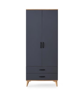 Kumsal 2 Kapılı 2 Çekmeceli Gardrop Elbise Dolabı 80x48x195cm (Gri)