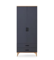 Kumsal 2 Kapılı 2 Çekmeceli Gardrop Elbise Dolabı 80x48x195cm (Gri)
