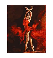 Kırmızı Elbiseli Balerin Çerçeveli 40x50 Sayılarla Boyama Hobi Seti