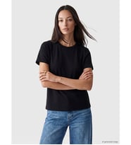 LCW EVERYDAY Siyah Bisiklet Yaka Soft Touch Kadın Tişört