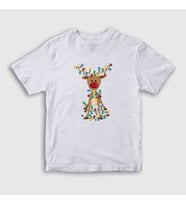 Presmono Unisex Çocuk Beyaz Adorable Reindeer Geyik Yılbaşı T-Shirt 364501tt (Beyaz)