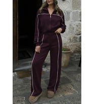 Kadın Uzun Kollu önden Fermuarlı Bluz Ve Pantolon Modal Ikili Takım