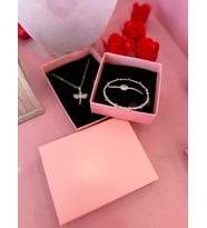 PIRLANTA TAŞLI ÇELİK KOLYE BİLEKLİK HEDİYE SETİ