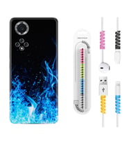 Huawei Nova Y70 Y90 Nova 9 SE  Kılıf Kablo Koruma Spiral Silikon Blue Fire 1678