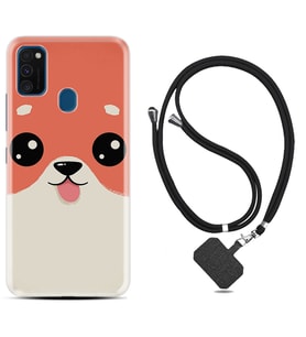 Samsung M21 M22 M23 M30 M31S M32 Kılıf Boyun Askılı Silikon Sevimli Köpek 1731