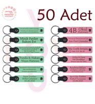 Yeşil & Pembe, Kurumsal Eğitim Katılımcılarına Anı, 50’li Set, İsim Yazılabilen Deri Anahtarlık