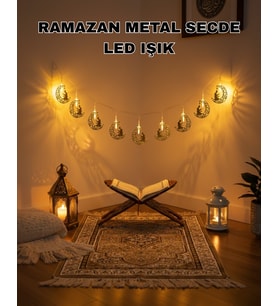 Ay ve Secde Tasarımlı Sıcak Beyaz LED Ramazan Işığı