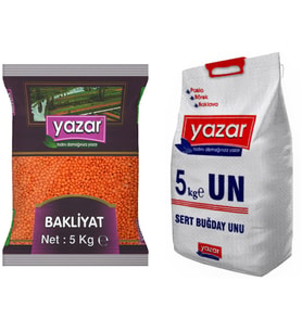 Yazar Kırmızı Mercimek 5 Kg. + Un 5 Kg.
