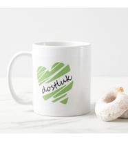 Dostluk Temalı Porselen Kupa Bardak (Yeşil)