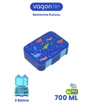 700 ML Tek Kat Sızdırmaz,Karışmaz Üç Bölmeli Çocuk Beslenme Kutusu -FFB096-700 (Mavi)