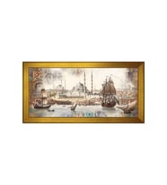 Eski İstanbul Motifli Kanvas Tablo 80 x 110 cm Gold Çerçeve
