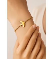 Altın Renk Sf Kuş Çelik Bileklik - 3378