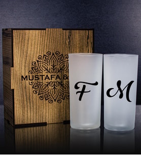 eJOYA Kişiye Özel Kutusunda 2'li Rakı Bardağı Hediye Seti 107167 (Krem)