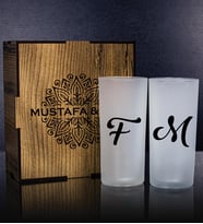 eJOYA Kişiye Özel Kutusunda 2'li Rakı Bardağı Hediye Seti 107167 (Krem)