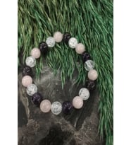 8 MM AMETİST, PEMBE KUVARS, NECEF DOĞAL TAŞ BİLEKLİK