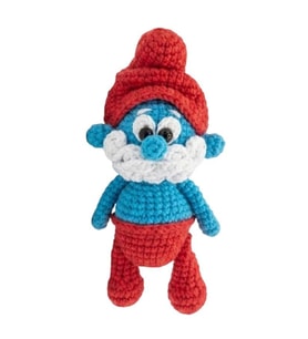 Maskot Şirin Baba Amigurumi Organik Anahtarlık Oyuncak
