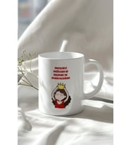 Mizahi Motivasyon Söz Tasarımlı 330ml Baskılı Beyaz Seramik Kupa Bardak