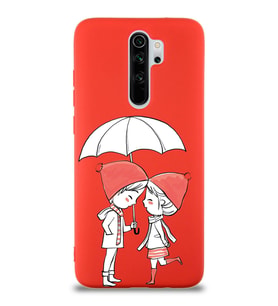 Xiaomi Redmi Note 8 Pro Uyumlu Lansman Kılıf Aşk Tasarımlı İçi Kadife Kapak-Kırmızı (Şeffaf)