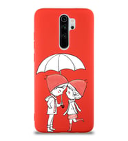 Xiaomi Redmi Note 8 Pro Uyumlu Lansman Kılıf Aşk Tasarımlı İçi Kadife Kapak-Kırmızı (Şeffaf)