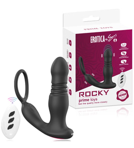 PRIME TOYS Rocky Şarjlı Uzaktan Kontrol Penis Halkalı İleri Geri Hareketli Prostat Uyarıcı Vibratör