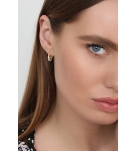 Kadın 925 Ayar Zirkon Taşlı Oval Küpe (Altın)