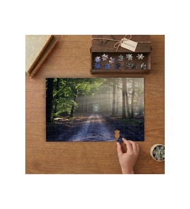 Ormanın İçindeki Yol Tasarımı 240 parça Ahşap Puzzle Ahşap Kutuda MP00998