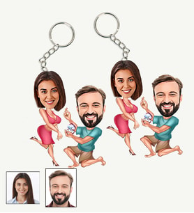 Kişiye Özel Sevgili Tasarımlı Karikatür 2 Adet Anahtarlık 23