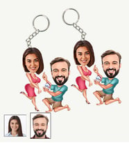 Kişiye Özel Sevgili Tasarımlı Karikatür 2 Adet Anahtarlık 23