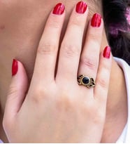 Doğal Taş Oniks Doğal Taşlı Antik Model Kadın Ayarlanabillir Yüzük euy79o (Siyah)