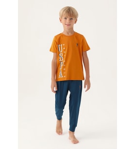 U.S. Polo Assn.1717 Garson Lisanslı Graphic Erkek Çocuk Pijama Takımı