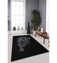 Silver Leopar Kaymaz Tabanlı Makinede Yıkanabilir Halı RV366 - 100 x 160 cm