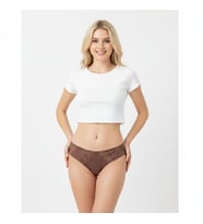 Kadın Transparan Kahverengi Dantelli Slip Külot BB2106