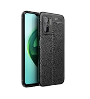 Vendas Xiaomi Redmi Note 11E Uyumlu Deri Desenli Niss Dikiş Tasarımlı Darbe Dirençli Silikon Kılıf (Siyah)
