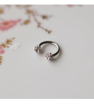 8 mm Gümüş Renk İki Ucu Taşlı Cerrahi Çelik Tragus Helix Piercing Kıkırdak Septum (Çok Renkli)