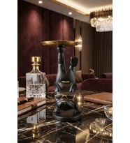 Lüks Bulldog Figürü Luxury Ofis Masaüstü Dekoratif Biblo Tasarım Ofis Masa Aksesuar Büyük Boy M1 (Siyah)