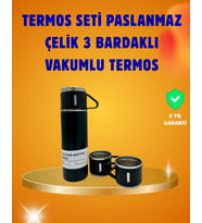 500 Ml Isı Korumalı Çelik Termos Ve Bardak Seti Silikon Tabanlı, Şık Ve Pratik