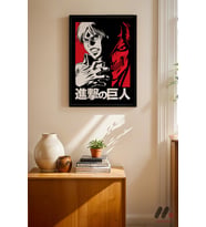 Attack on Titan Eren Anime Poster, Siyah Çerçeveli Duvar Tablosu - Anime Severlere