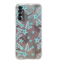 PrintiFy Huawei Psmart 2021 Uyumlu Kamera Korumalı Floral Su Yeşili Tasarımlı Şeffaf Silikon Kılıf