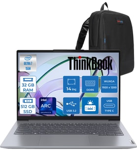 Lenovo Thinkbook 14 G7 Iml Intel Ultra 7 155H 32GB Ddr5 512GB SSD Intel® Aı Boost 14" Wuxga 300NITS IPS Freedos Taşınabilir Bilgisayar 21MR0050TRF12 + Zetta Çanta