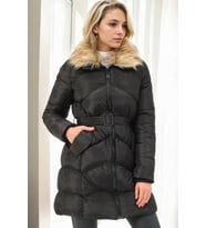 Dewberry Kadın %100 Polyester Kaban Siyah Z9767 Günlük Dış Giyim, Kazak ve Gömlek Kombini, Seyahat Gardırobu