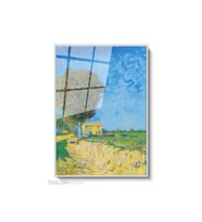 Dikey Çerçeveli Cam Vangogh 86 Modern Ev Dekoru Duvar Sanatı Ev Ofis Tablosu (Gümüş)