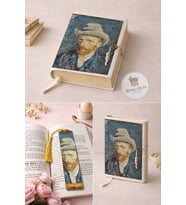 Kitap Kılıfı ve Metal Kitap Ayracı Seti (Van Gogh Otoportre)