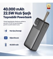 P32-4 40.000 mAh Powerbank 22.5W Hızlı Şarjlı Dijital Ekranlı Taşınabilir Şarj Cihazı