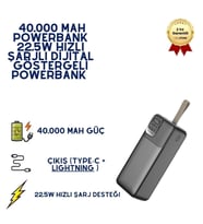 P32-4 40.000 mAh Powerbank 22.5W Hızlı Şarjlı Dijital Ekranlı Taşınabilir Şarj Cihazı