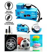 220 Volt-12 Volt 250 Psi Geniş Uygulama Yelpazesi Kompresör Lastik Hava Şişirme Oto Pompası