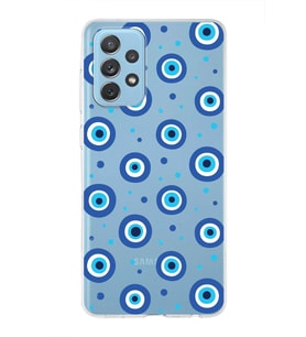 PrintiFy Samsung Galaxy A72 ile Uyumlu 1mm Slim Fit Nazar Boncuğu 1 Baskılı Şeffaf  Kılıf