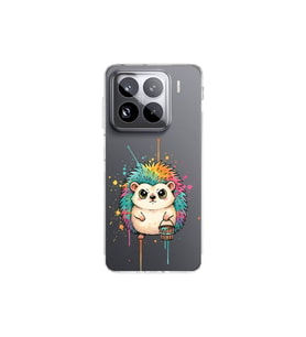 Xiaomi Mi 14 Pro ile Uyumlu Splash Kirpi Tasarımlı Şeffaf Silikon Kılıf
