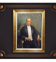 Özel Seri Paspartulu Çerçeveli Atatürk Tablo l632 (Gold)