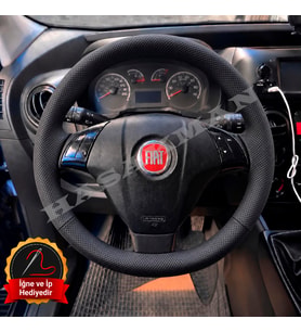 Fiat Fiorino Dikme Direksiyon Kılıfı Premium Komple Delikli Deri Siyah Dikiş 2007-2016