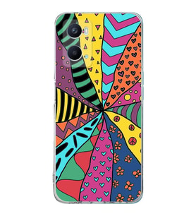 PrintiFy Oppo A96 4G ile Uyumlu Retro Color 4  Kamera Korumalı Şeffaf  Kılıf